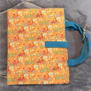 Children’s Fabric Art Portfolio & Paper/ Crayon/ Pencil Holder Bicycle Theme